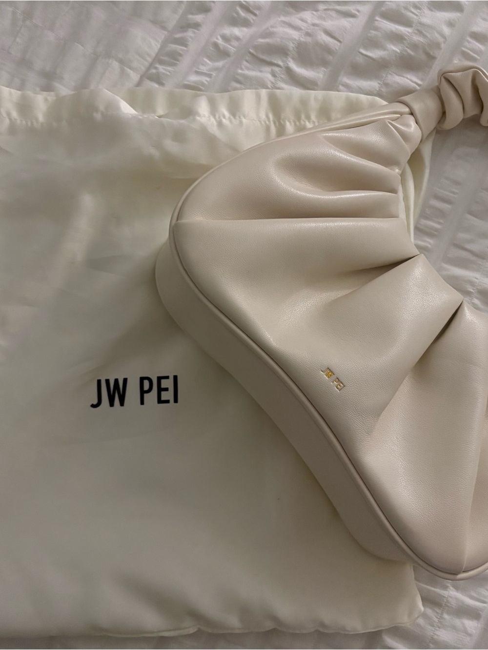 JW PEI Ivory Ruched Shoulder Bag